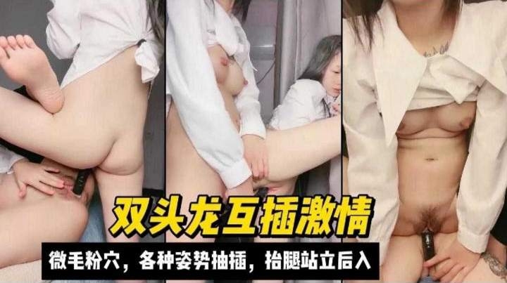 双头龙互插,各种姿势抽插抬腿站立后入